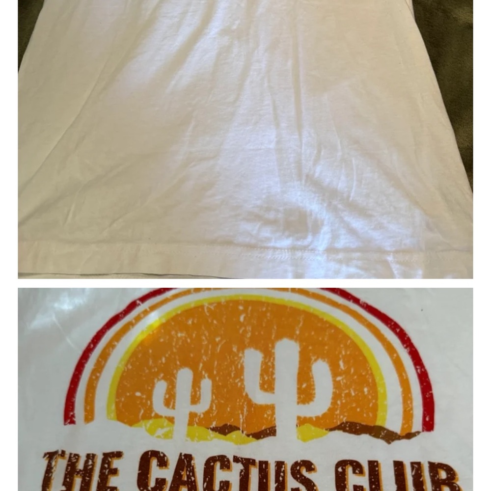 The cactus club no pricks allowed cotton stretch white t-shirt sz S LGBT
